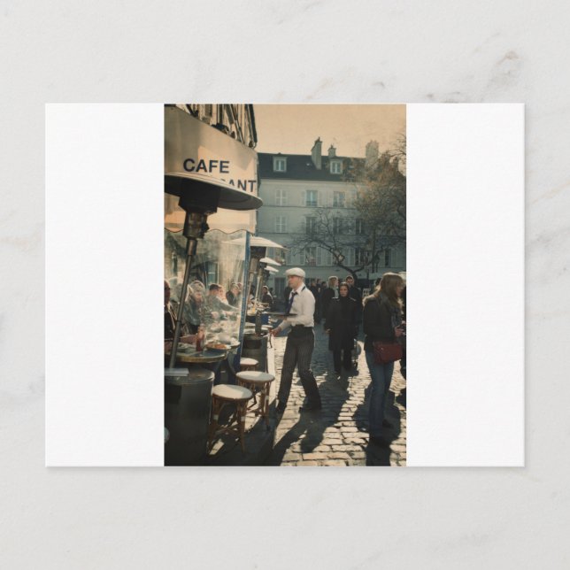 Cartão Postal garçom francês do café (Frente)
