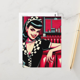 Cartão Postal Garçonete do Vampiro no Diner Retroativo