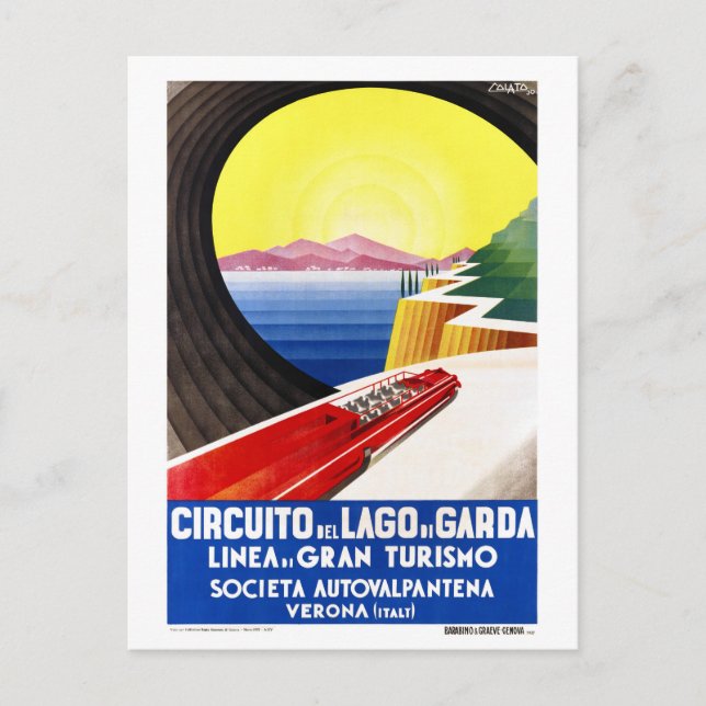 Cartão Postal Garda Lake Italy Viagens vintage Restaurado (Frente)