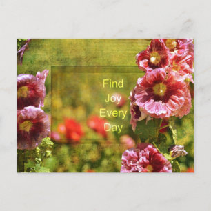Cartão Postal Garden Hollyhock Floral Joy