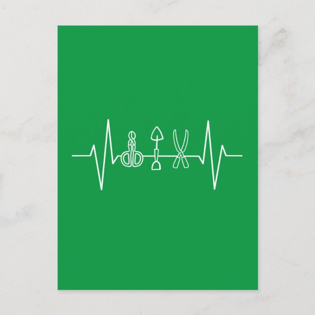 Cartão Postal Garden Tools Heartbeat Gardener (Frente)