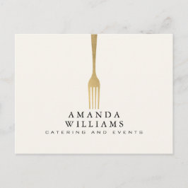Cartão Postal Garfo Dourado Falso Moderno Logotipo de Catering M
