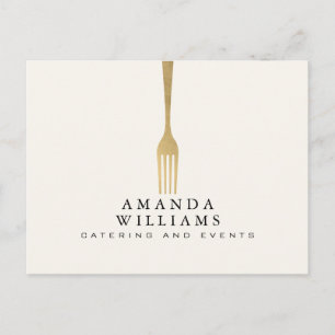 Cartão Postal Garfo Dourado Falso Moderno Logotipo de Catering M