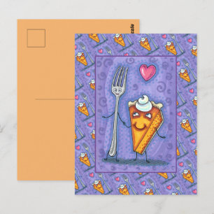 CARTÃO POSTAL GARFO & TORTA DE ABÓBORA, FEITOS UM PARA O OUTRO,