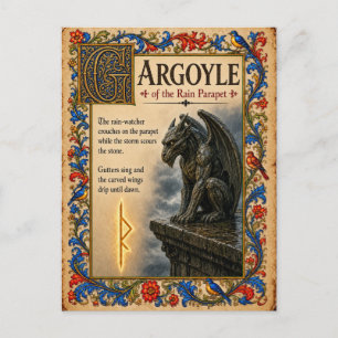 Cartão Postal Gárgula, Arte do Bestiário Medieval