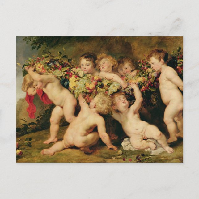 Cartão Postal Garland of Fruta, c.1615-17 (Frente)