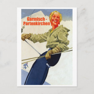 Cartão Postal Garmisch-Partenkirchen, Rapariga no Ski Lift