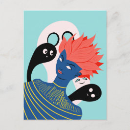 Cartão Postal Garota alienígena com fantasmas fantasmas imaginár