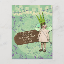 Cartão Postal Garota aniversariante engraçada e sarcástica com a