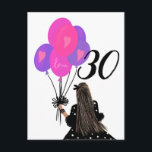 Cartão Postal Garota aniversário de 30 anos com Bunch Balão<br><div class="desc">Aniversário Qualquer Idade Fashion Chic Girly Ilustração</div>