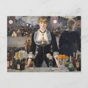 Cartão Postal Garota Barmaid Vitoriana no Folies Bergere, França