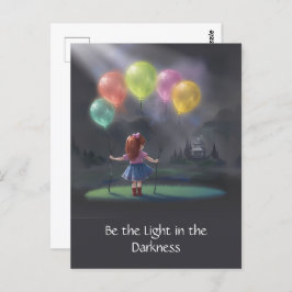 Cartão Postal Garota Bonita com Balões