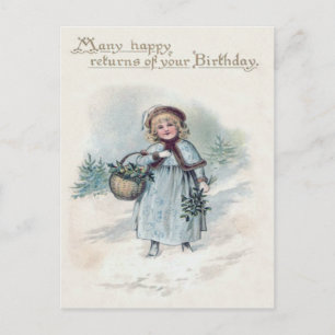 Cartão Postal Garota Bonita Holly Neve Evergreen Basket