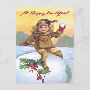 Cartão Postal Garota Bonita Neve Holly Snow