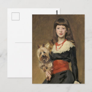 Cartão Postal Garota com Cachorro de Sargent Beatrice Townsend R
