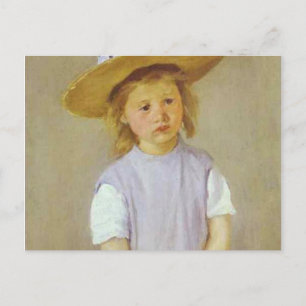 Cartão Postal Garota com chapéu de palha, Mary Cassatt