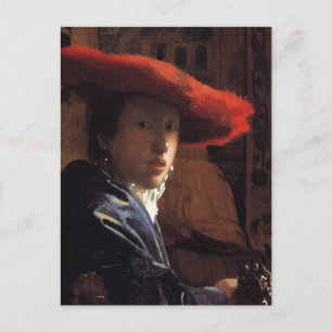 Cartão Postal Garota com chapéu vermelho