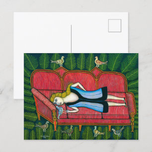 Cartão Postal Garota com Pombos   Morris Hirshfield  
