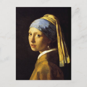 Cartão Postal Garota com uma pérola tocando Vermeer Fine Art