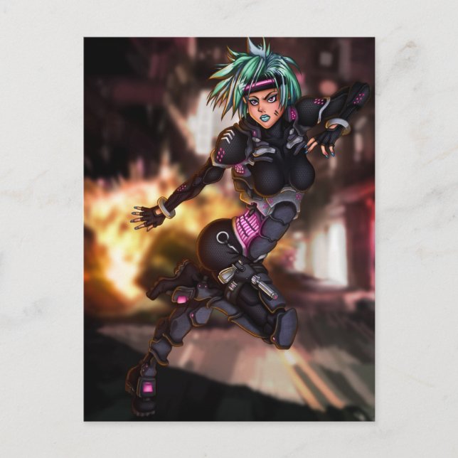 Cartão Postal Garota da Polícia Cibernética (Frente)