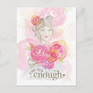 Cartão Postal Garota d'água com flores - Você já chega