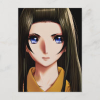 Garota de Anime Morena de Olhos Azuis Desenho