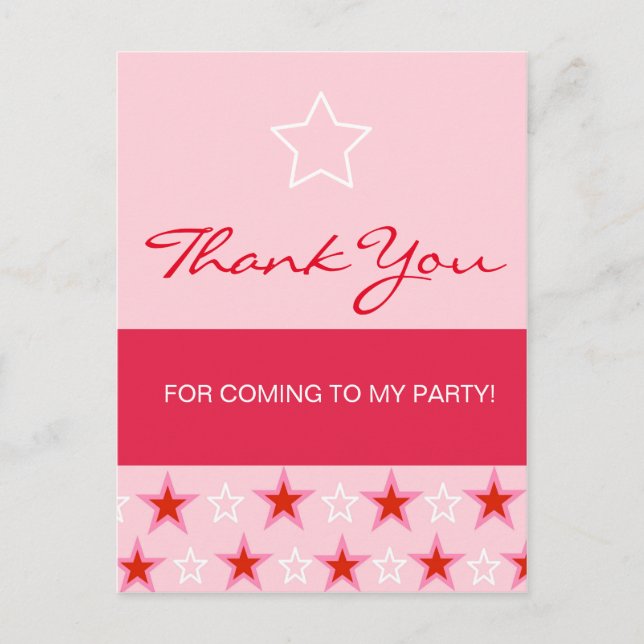 Cartão Postal Garota de aniversário de estrela, obrigado (Frente)