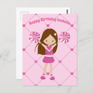Cartão Postal Garota de Aniversário Rosa bonito Personalizada do