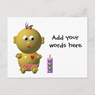 CARTÃO POSTAL GAROTA DE BEBÊ COM 1 FRASCO