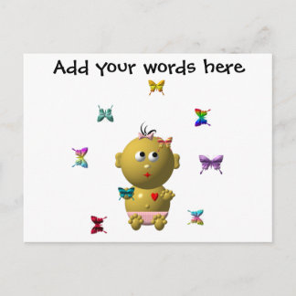 CARTÃO POSTAL GAROTA DE BEBÊ COM 9 BORBOLAS