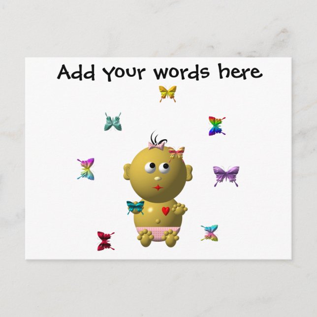 CARTÃO POSTAL GAROTA DE BEBÊ COM 9 BORBOLAS (Frente)