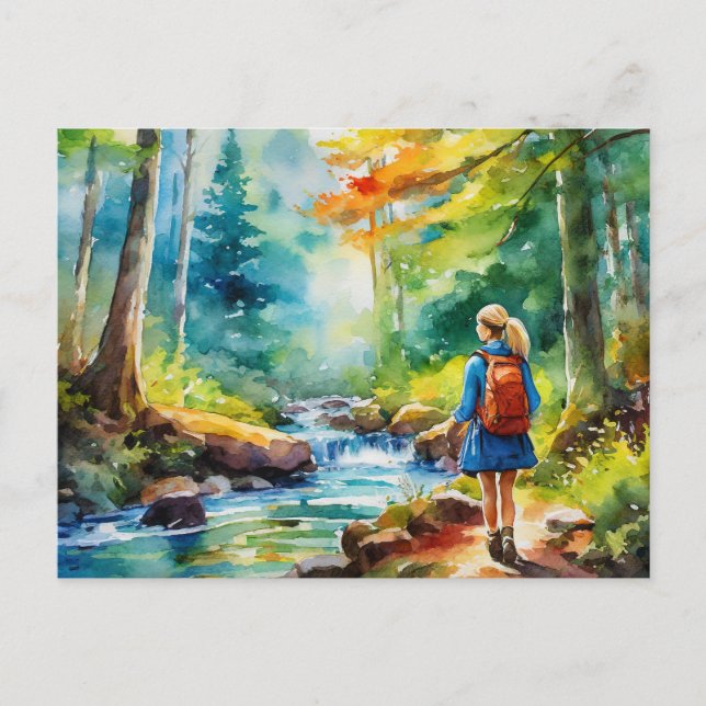 Cartão Postal Garota de caminhada (Frente)