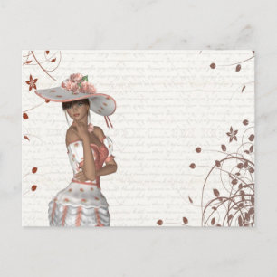 Cartão Postal Garota de chapéu de verão