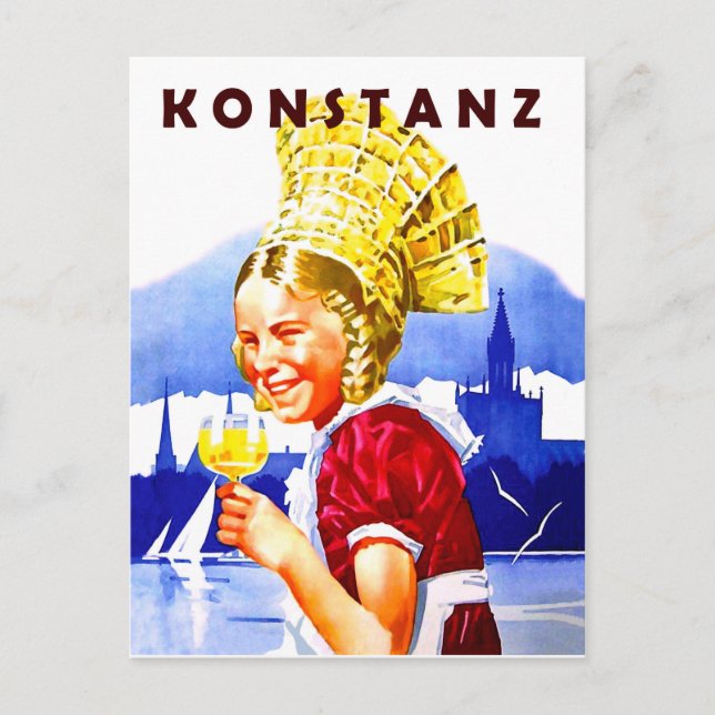 Cartão Postal Garota de Konstanz, Alemanha (Frente)