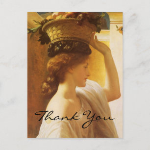 Cartão Postal Garota de Leighton com uma cesta de Fruta