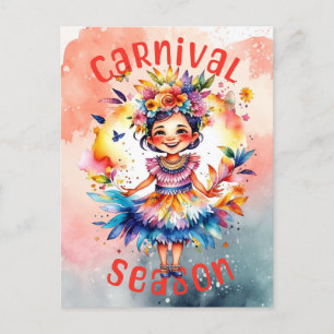 Cartão Postal Garota do Carnaval de Aquarela