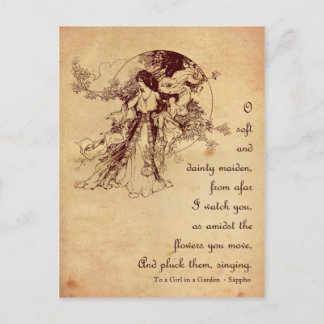 Cartão Postal Garota em um Jardim