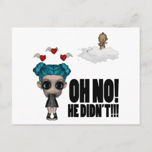 Cartão Postal garota emo cupido não convidado engraçado anti dia