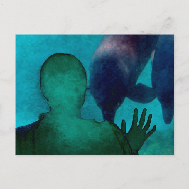 Cartão Postal Garota entregando golfinhos amassados (Frente)