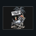 Cartão Postal Garota Feral Verão Praia Funny Guaxinim<br><div class="desc">Garota Feral Verão Praia Funny Guaxinim</div>