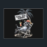 Cartão Postal Garota Feral Verão Praia Funny Guaxinim<br><div class="desc">Garota Feral Verão Praia Funny Guaxinim</div>