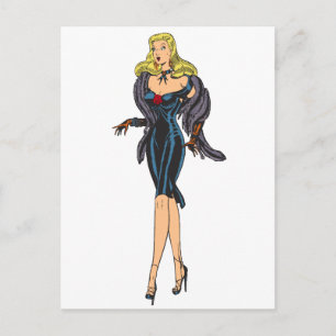 Cartão Postal Garota Glamourosa Vintage Retro Loira Pinup
