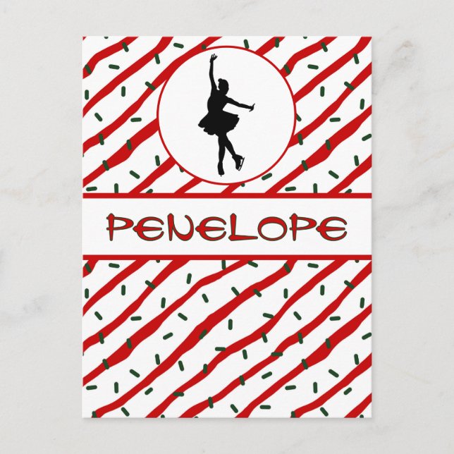 Cartão Postal Garota Ice Patinando O Pimpim De Natal Personaliza (Frente)