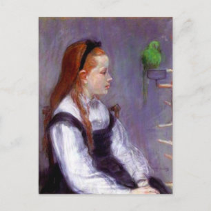 Cartão Postal Garota jovem com papagaio, Berthe Morisot.