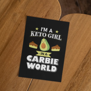 Cartão Postal Garota Keto Engraçada Abacate Dieta Cetogênica Fof