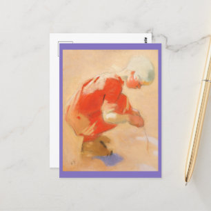 Cartão Postal Garota na areia, Helene Schjerfbeck