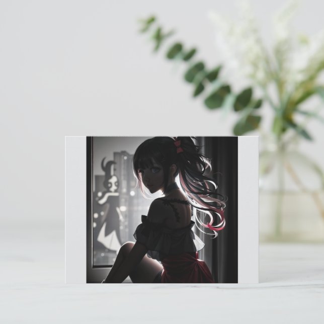 Cartão Postal Garota na sombra (Em pé/Frente)