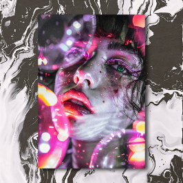 Cartão Postal Garota Neon Cyberpunk Estética Vaporwave