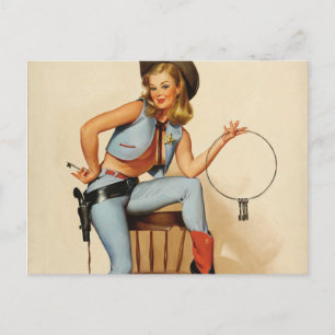 Cartão Postal Garota Pin-up Cowgirl