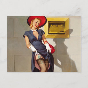 Cartão Postal Garota Pin-Up Retro